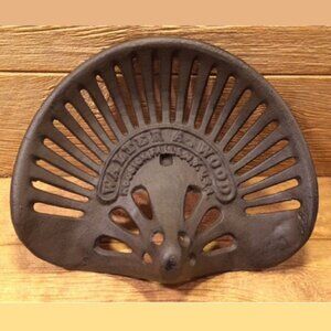 New Walter A Wood Cast Iron Tractor Seat Rustic Antique Finish 16 1/2" wide 0339